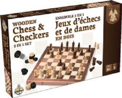 ENSEMBLE 2 EN 1 - JEUX D'ÉCHECS ET DE DAMES EN BOIS